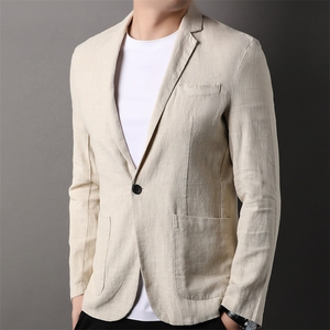 F82300钱塘2020-1春夏新款高品质男装亚麻西服修身男士外套P130图片