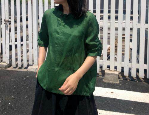 苎麻小衫透气，有独特凉爽感，出汗不粘身;色泽鲜艳，女装，金子