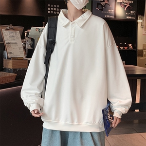 翻领卫衣男秋季长袖上衣百搭无帽套头宽松港风学生衣服 W1421-P35图片