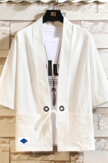 HF59061-P40风汉服男开衫外套七分袖道袍砖墙挂拍，男装民族服装，电商A040A