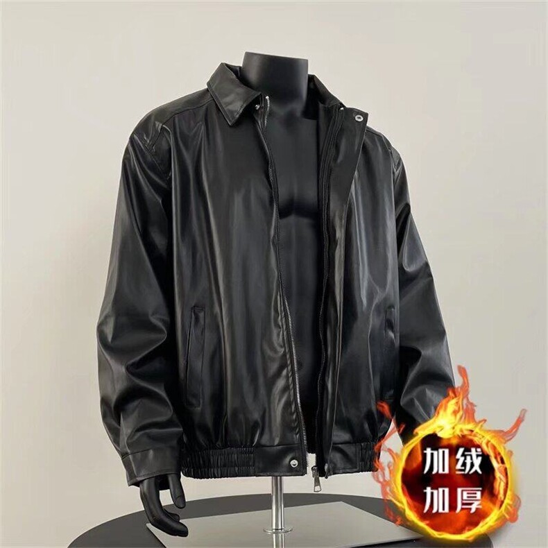 美式PU皮衣棉服男士高街潮牌加绒加厚外套机车服夹克Y1023/P82,男装夹克,星座506
