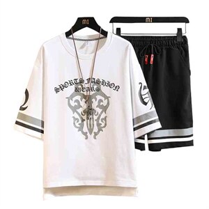 21新款短袖套装男T恤休闲运动套装男宽松男装F67P58图片