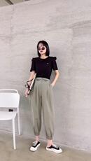 欧韩夏季t恤，，字母高腰小脚裤，女装，晶莉莱