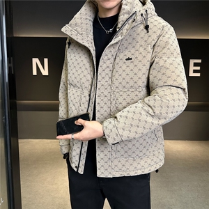 冬季新品男士字母皮羽绒服连帽就品质【标50绒 】图片
