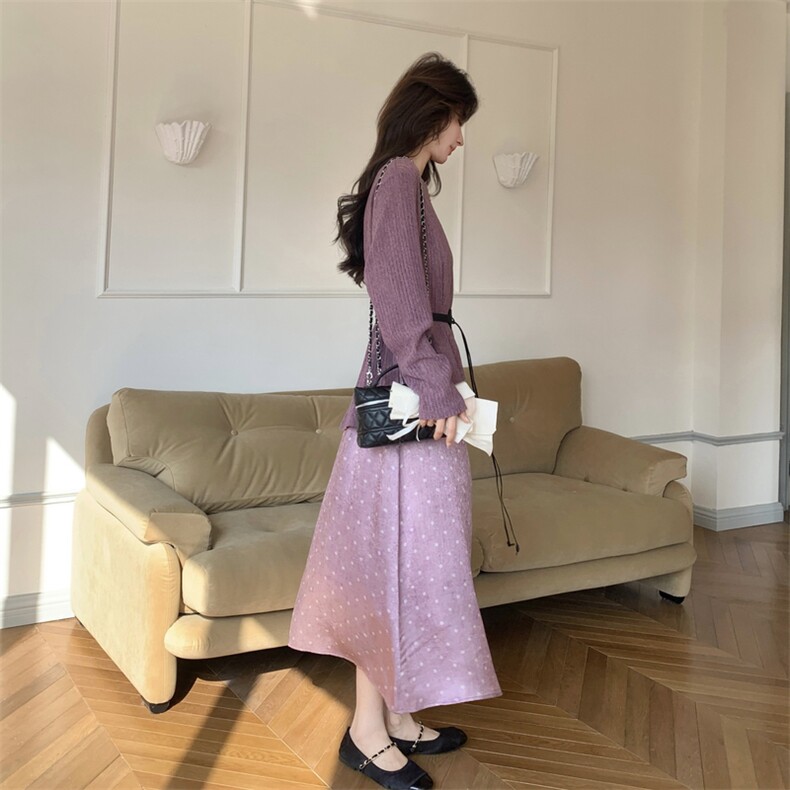 现货！26春新款紫色吊带连衣裙套装-衣珂纱朗-2D044,女装套装/套裙,衣珂纱朗