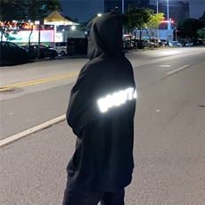 350g华棉潮牌印花连帽卫衣男女休闲宽松时尚反光上衣5156-P43网图，男装卫衣，电商B245