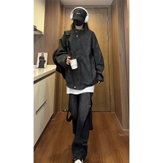 美拉德复古PU皮夹克磨砂质感外套（视频切片）1213-DY2313-P95，男装夹克，星座1213