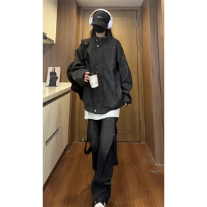 美拉德复古PU皮夹克磨砂质感外套（视频切片）1213-DY2313-P95图片