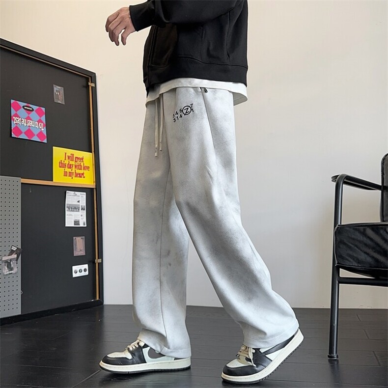 春季新款潮流美式高街垂感设计宽松格子直筒长裤A436-837-P35,男装休闲裤,电商A436