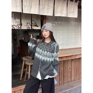 网图有货 费尔岛开衫毛衣男女慵懒马海毛拉链针织外套 A1021-P58图片