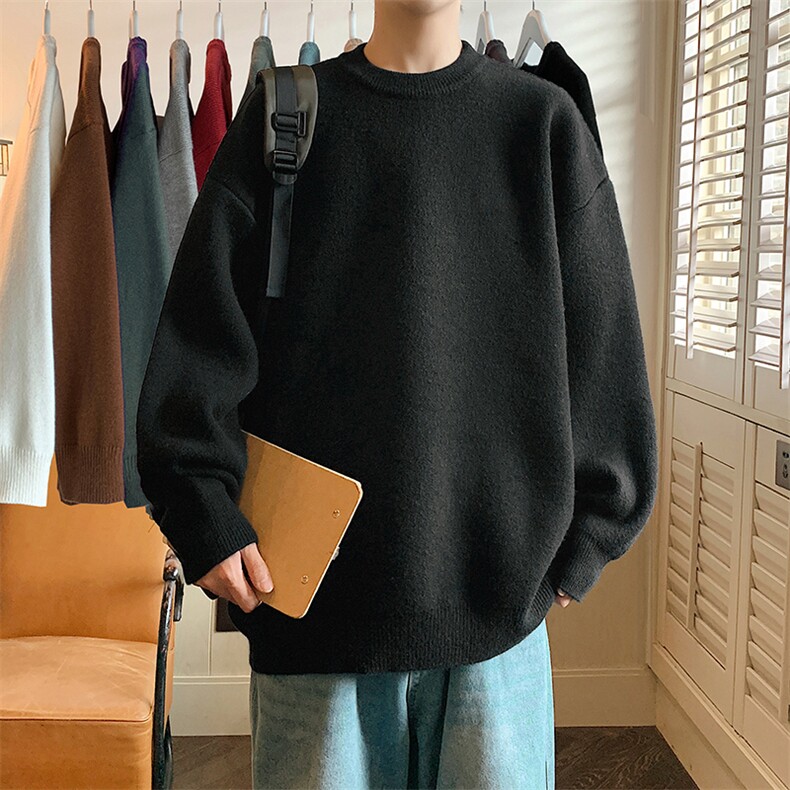 男士针织纯色圆领毛衣A367M808P40控68，男装针织衫/毛衣，电商A367