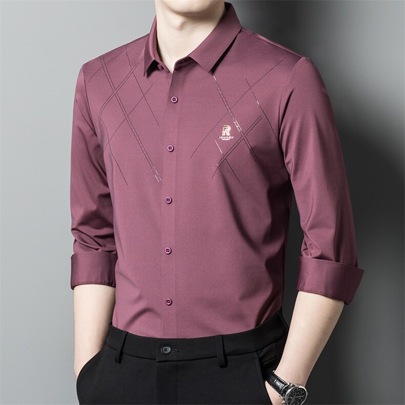 DN7223男式服装新款无痕羊毛衬衫男长袖翻领休闲四季可穿衬衣P80,男装衬衫,电商B360