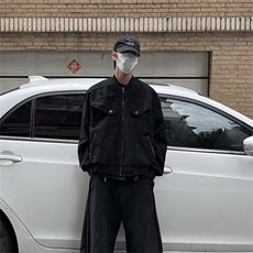 CL0797-P72秋季新款美式复古做旧解构立领夹克男宽松百搭咖色外套，男装夹克，电商C233