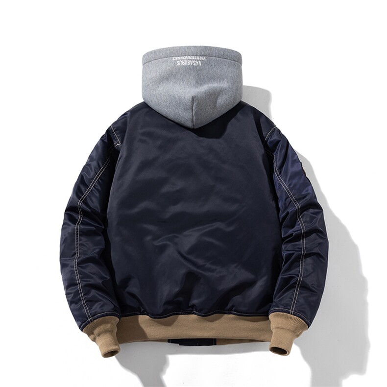现货欧美街头刺绣飞行员外套秋冬季潮牌机车夹克棉衣棒球服,男装棉衣,电商A105