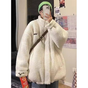pu皮羊羔毛外套男女冬加厚两面穿棉服韩版宽松ins棉袄潮 M8005图片