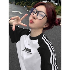 黑袖拼白色