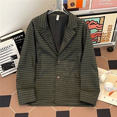春秋格子西服外套男士韩版潮流宽松百搭帅气上衣1800P58，男装西服，星座410-2