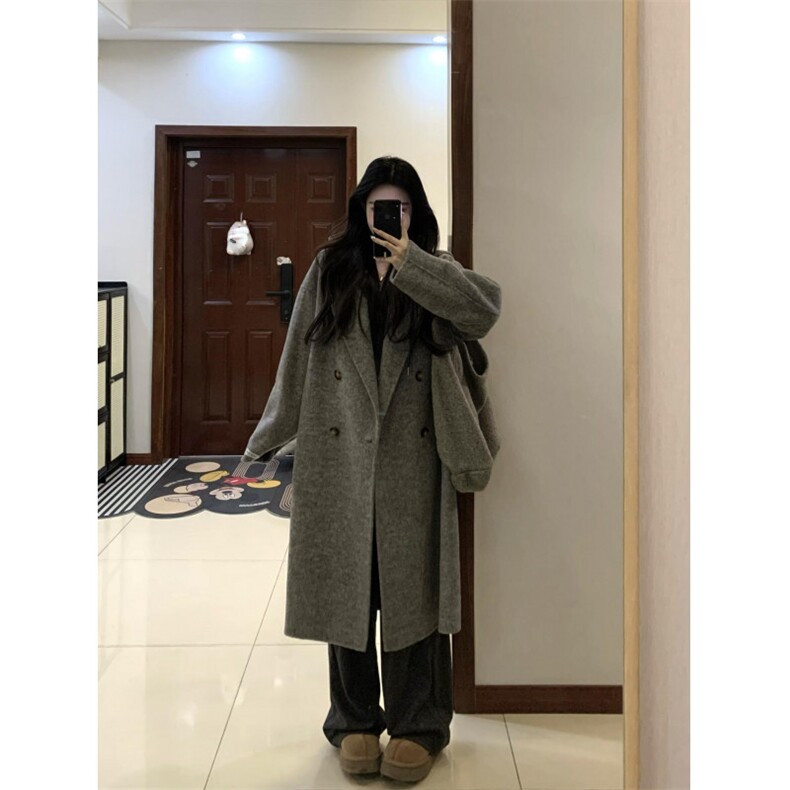 女风 毛呢灰色中长款毛呢外套CF072-P98图片