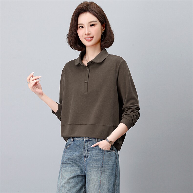 休闲翻领卫衣女春秋款2025新款宽松洋气中年妈妈薄款时尚遮肚上衣,女装短外套,阿丹