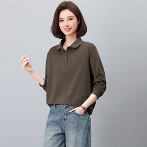 休闲翻领卫衣女春秋款2025新款宽松洋气中年妈妈薄款时尚遮肚上衣图片