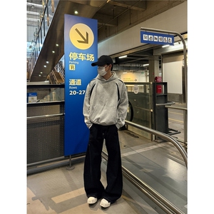复古潮牌异形分割网眼拼接连帽卫衣解构机能风男女上衣WY0061图片