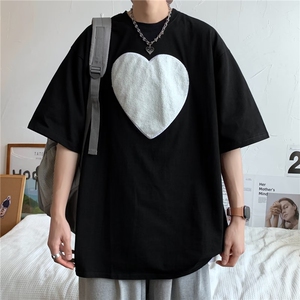 潮牌爱心短袖t恤男ins高街夏季休闲百搭嘻哈宽松上衣ST205-P25图片