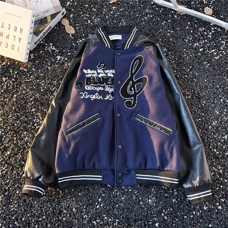 美式棒球服男女情侣春秋拼接夹克复古刺绣情侣款外套潮牌,男装夹克,星座1210-1