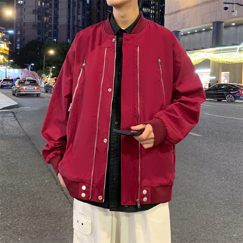 美式棒球服夹克男2024春秋款大码酷帅港风复古工装外套JK220-P75图片