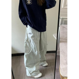 春款高密塔丝隆弯刀裤工装裤女美式高街直筒休闲裤 KB628图片