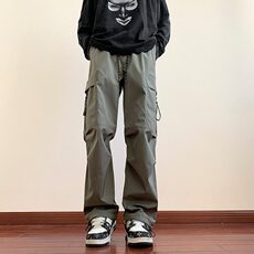 美式机能冲锋裤男春季新款口袋工装裤宽松百搭休闲裤垂感时尚裤子，男装休闲裤，星座506A