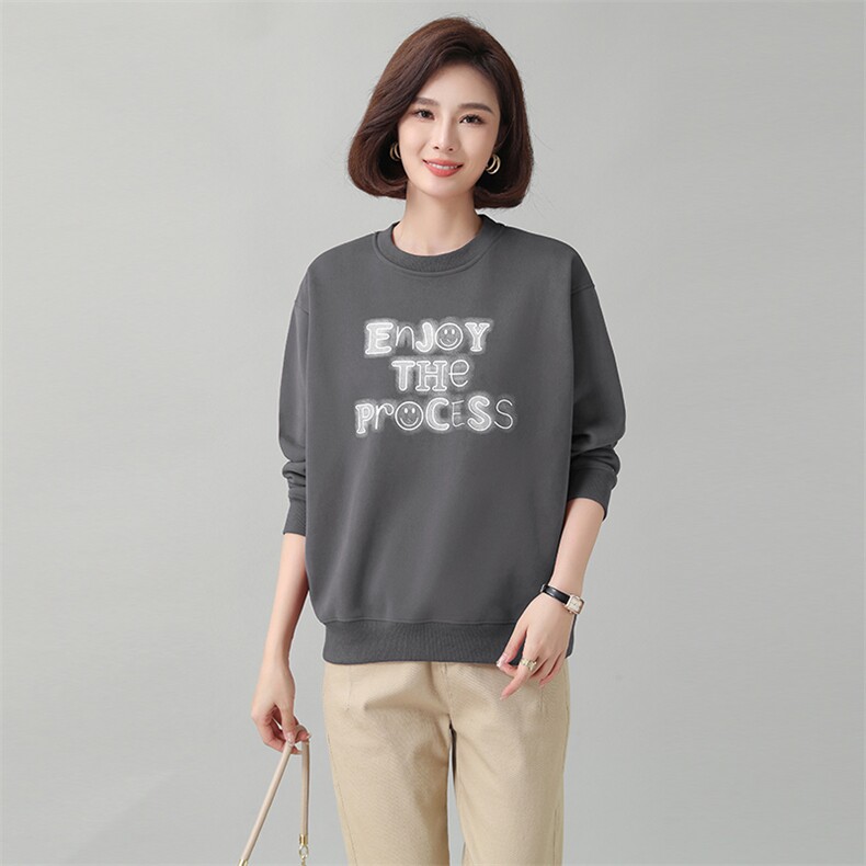 时尚宽松加绒卫衣女秋冬新款韩版百搭显瘦长袖上衣学生休闲外套,女装卫衣/绒衫,秋牧寒烟