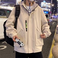 新款连帽冲锋衣夹克男港风潮流宽松休闲外套JK2306-P68，男装夹克，星座717