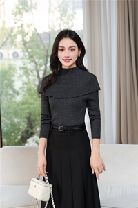 情花子半高领亮片针织衫女修身显瘦内搭洋气打底毛衣上衣图片