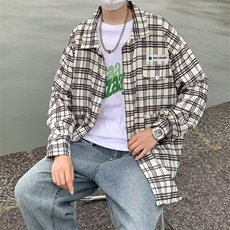 青春流行日系拼色衬衫时尚气质潮新款男文艺标准长袖百搭春季，男装衬衫，星座716-4