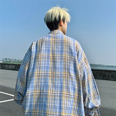 衬衫男2025春季新款港风格子休闲长袖衬衣CS606-特P28无差价，男装衬衫，星座214-3