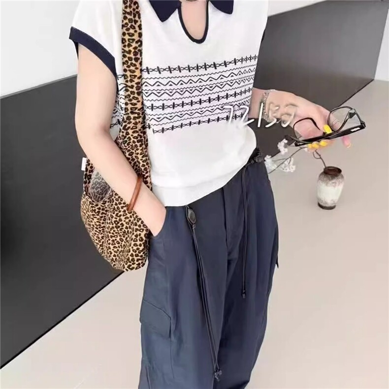夏季新款女士简约时尚舒适领POLO领短袖,女装T恤,恒旺羊绒