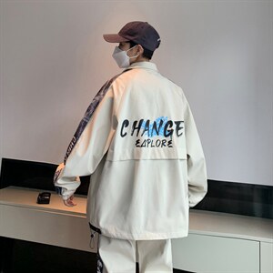 秋季新款大码港风休闲学生拼花翻领夹克束脚裤套装男TZD08P90,男装休闲套装,电商B226