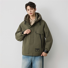秋冬新款羽绒服男士潮牌户外复古保暖宽松连帽沖锋外套男W5928，男装羽绒服，电商D215