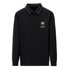 长袖t恤男保罗翻领polo衫商务休闲中年男士宽松刺绣纯色上衣男装图片