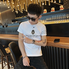 312A-7315-P35新款社会小伙短袖T恤修身男士潮流半袖体恤C，男装T恤，星座312A-5