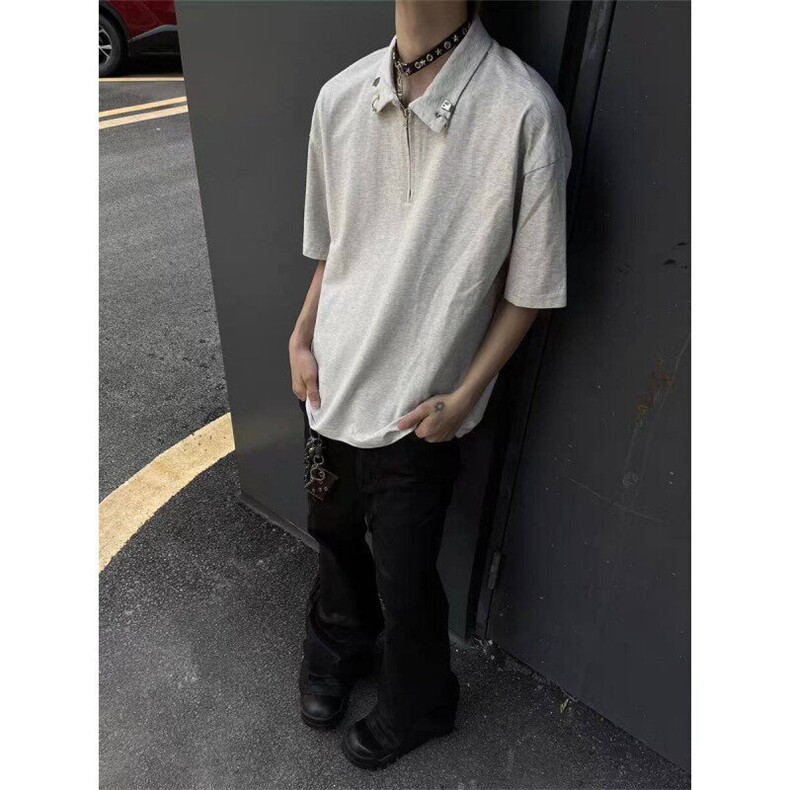 1303B-1-TB302-P35巴黎世家同款金属扣半拉链短袖T恤网图现货,男装T恤,星座1303B-1