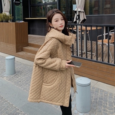 冬款现货宽松菱形格绗缝棉服293-062，女装棉衣/棉服，菡迪欧娜