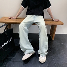 现货浅蓝色复古直筒牛仔裤设计款潮人款男裤长期有货566P38，男装牛仔裤，星座902A
