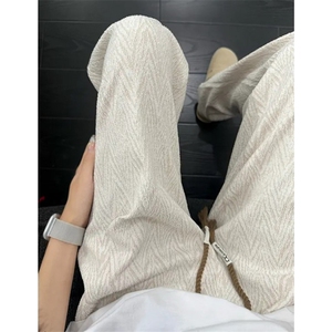 人字纹休闲裤子男款秋季宽松垂感直筒长裤松弛感情侣卫裤K623,换热器设计感穿搭小个子图片