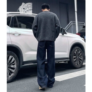 1506-1/Q3050/P48复古丹宁色直筒牛仔裤男宽松阔腿水洗美式休闲图片