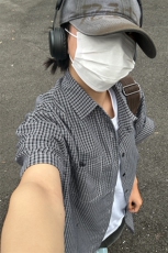 格子衬衫春夏美式短袖衬衫港风情侣装休闲衬衣CS286-P30，男装T恤，星座301C-5