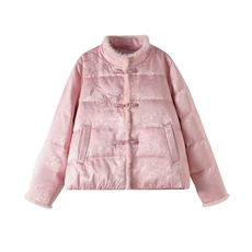 现货2026新中式水貂毛拼接手工刺绣提花气质优雅白鹅绒羽绒服，女装羽绒服，时尚俏佳人