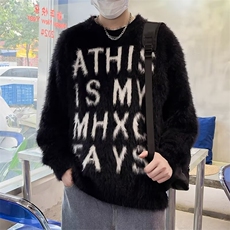 美式圆领字母印花圆领套头针织衫毛衣秋冬M879，男装针织衫/毛衣，星座1116A-1（原606A）