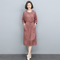 棉麻连衣裙女2023年新款夏天薄款宽松连衣裙，女装连衣裙，玛其路