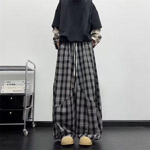 美式复古褶子宽松高腰长裤情侣日潮潮流新款时尚8648P47